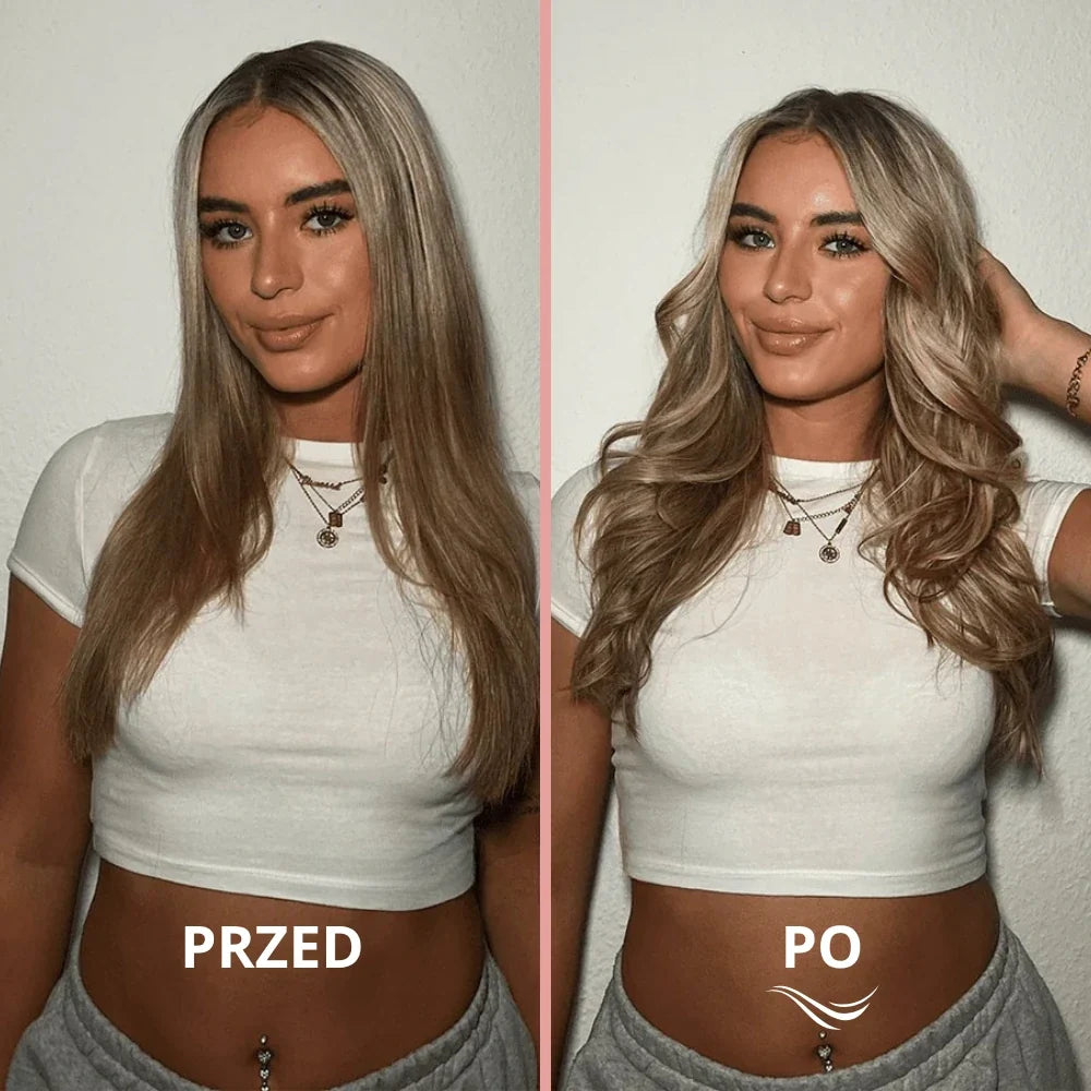 Włosy przed i po stylizacji — Karolina