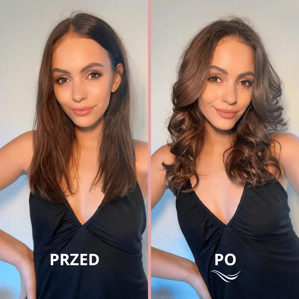 Włosy przed i po stylizacji — Monika