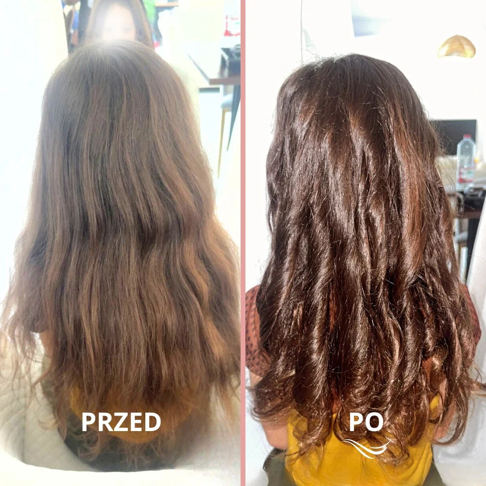 Włosy przed i po stylizacji — Anna